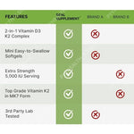 VITAMINA D3 K2 DEAL 5,000 IU 250 CAPSULAS + ENVIO GRATIS